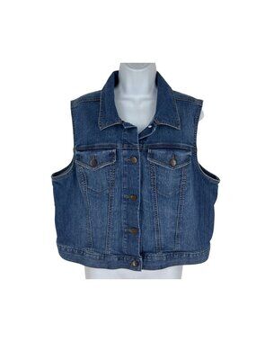 Loft Outlet Women's Cropped Button-Up Denim Vest XL